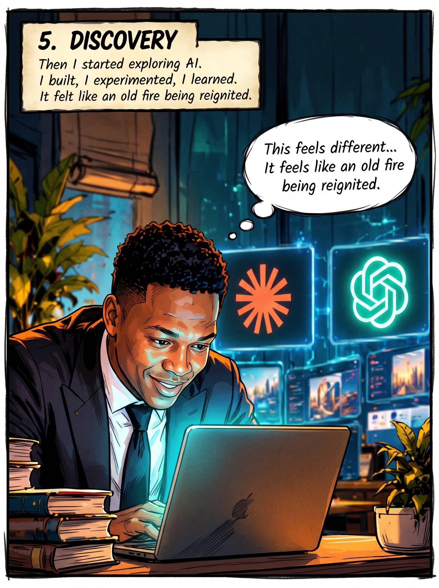 Comic panel 5: Discovery